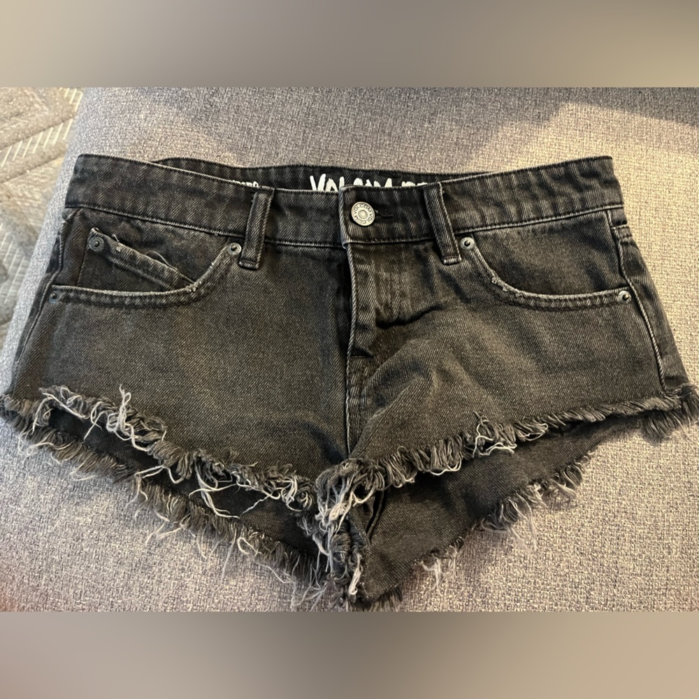 Volcom Black Distressed Denim Shorts